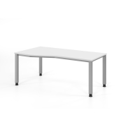Schreibtisch VQS, manuell h&ouml;henverstellbar, 81cm (H), 180x100cm (BxT), wei&szlig; / silber