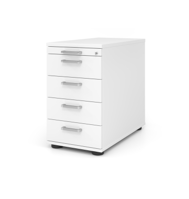 Standcontainer VSC50/W/W/CE VSC, wei&szlig;, 5 Schubladen, Spanplatte, melaminbeschichtet, abschlie&szlig;bar