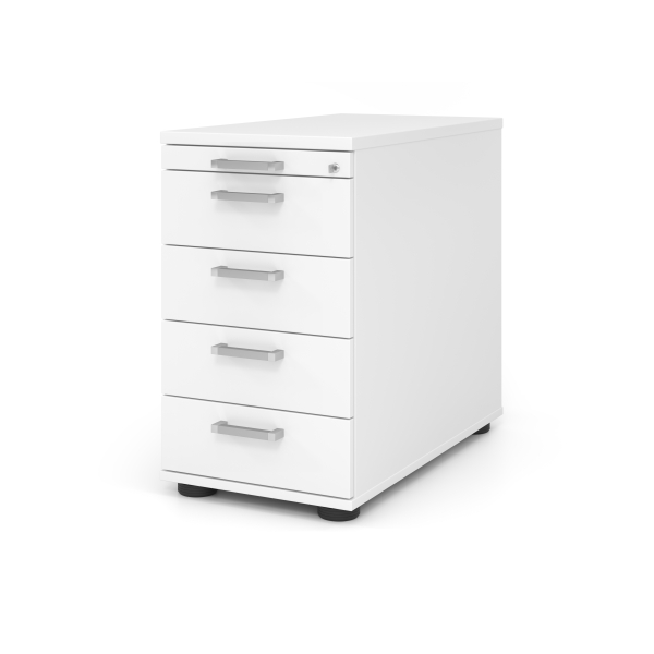 4032062135358 - Solid SC50 Standcontainer weiß 5 Auszüge Metall-Stangengriff chrom gebürstet 428 x 800 x 720 - 760 cm