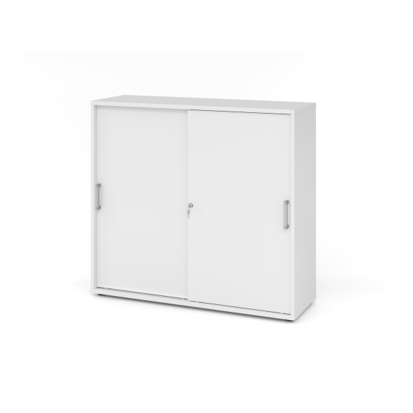 4032062135785 - Schiebetürenschrank TARVIS 3 Ordnerhöhen B 1200 x T 400 x H 1100 mm abschließ- & stapelbar weiß