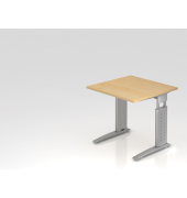 Schreibtisch VUS, manuell h&ouml;henverstellbar, 86cm (H), 80x80cm (BxT), ahorn / silber