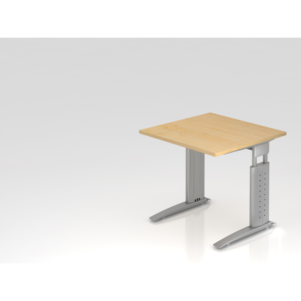 4032062139110 - HAMMERBACHER US08 höhenverstellbarer Schreibtisch ahorn quadratisch C-Fuß-Gestell silber 800 x 800 cm