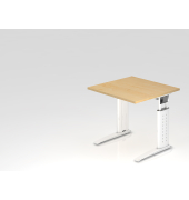Schreibtisch VUS, manuell h&ouml;henverstellbar, 86cm (H), 80x80cm (BxT), ahorn / wei&szlig;