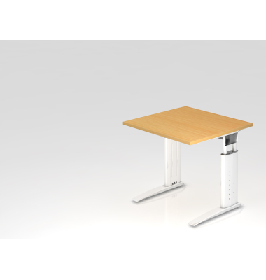 Schreibtisch C-Fu&szlig; 80x80cm BucheWei&szlig;