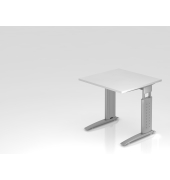 Schreibtisch VUS, manuell h&ouml;henverstellbar, 86cm (H), 80x80cm (BxT), wei&szlig; / silber