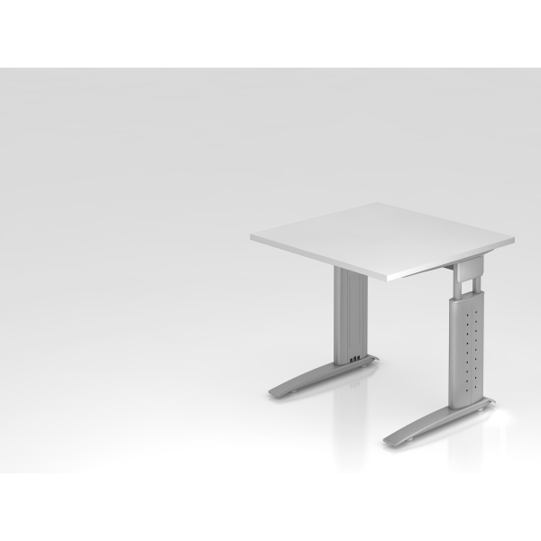 4032062139950 - Schreibtisch VUS manuell höhenverstellbar 86cm (H) 80x80cm (BxT) Weiß   silber 4032062139950 Hammerbacher
