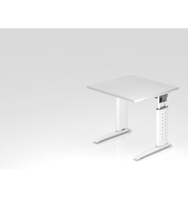 Schreibtisch VUS, manuell h&ouml;henverstellbar, 86cm (H), 80x80cm (BxT), wei&szlig; / wei&szlig;