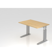 Schreibtisch VUS, manuell h&ouml;henverstellbar, 86cm (H), 120x80cm (BxT), ahorn / silber