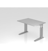 Schreibtisch VUS, manuell h&ouml;henverstellbar, 86cm (H), 120x80cm (BxT), grau / silber