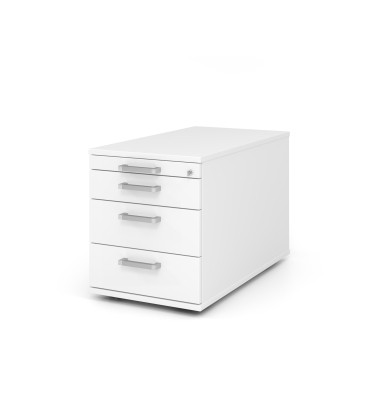 Rollcontainer 80cm,3Schub,Schloss CE Wei&szlig;