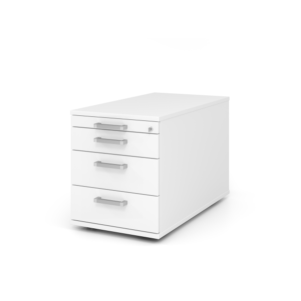 4032062140284 - PRO SIGNA TC30 CE - Rollcontainer Weiß Holz mit 3 Schüben Chromgriff Metall