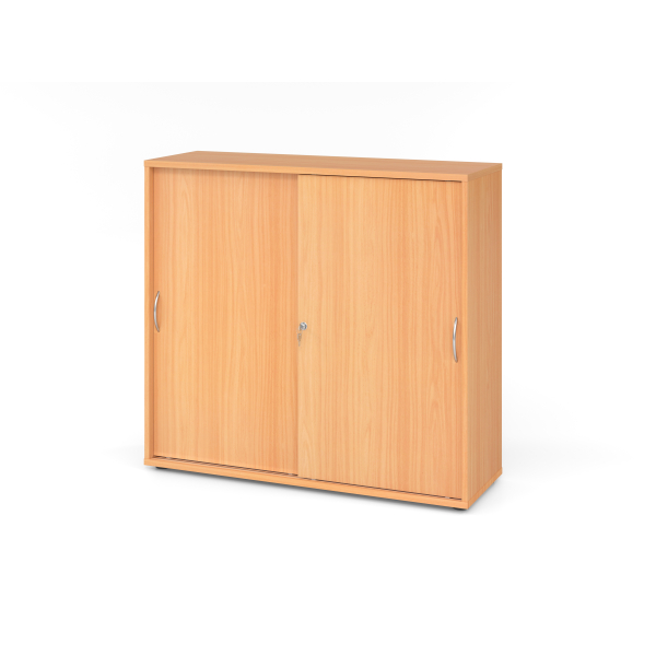 4032062140697 - Schiebetürenschrank TARA 3 Ordnerhöhen B 1200 x T 400 x H 1180 mm abschließ- & stapelbar Buche-Dekor