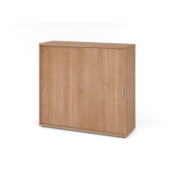 4032062140710 - Schiebetürenschrank TARA 3 Ordnerhöhen B 1200 x T 400 x H 1180 mm abschließ- & stapelbar Nussbaum-Dekor