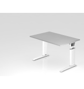 Schreibtisch VUS, manuell h&ouml;henverstellbar, 86cm (H), 120x80cm (BxT), grau / wei&szlig;