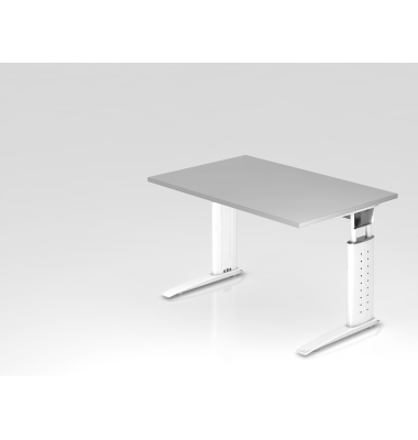 Schreibtisch VUS, manuell h&ouml;henverstellbar, 86cm (H), 120x80cm (BxT), grau / wei&szlig;