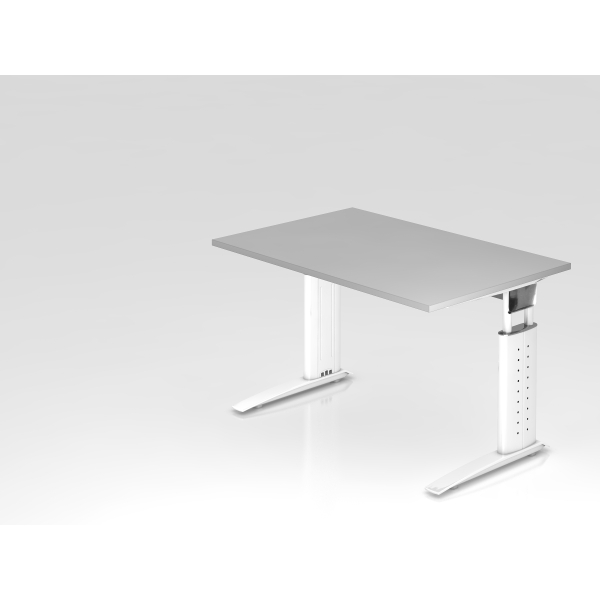 4032062140758 - Schreibtisch VUS manuell höhenverstellbar 86cm (H) 120x80cm (BxT) Grau   weiß 4032062140758 Hammerbacher
