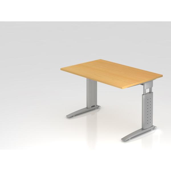 4032062140765 - HAMMERBACHER US12 höhenverstellbarer Schreibtisch buche rechteckig C-Fuß-Gestell silber 1200 x 800 cm
