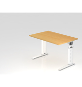 Schreibtisch VUS, manuell h&ouml;henverstellbar, 86cm (H), 120x80cm (BxT), buche / wei&szlig;