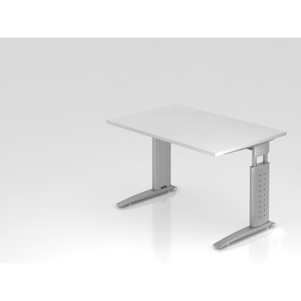 4032062140802 - Schreibtisch VUS manuell höhenverstellbar 86cm (H) 120x80cm (BxT) Weiß   silber 4032062140802 Hammerbacher