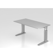 Schreibtisch VUS, manuell h&ouml;henverstellbar, 86cm (H), 160x80cm (BxT), grau / silber