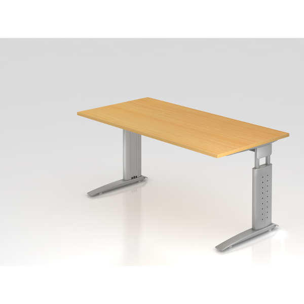 4032062140888 - HAMMERBACHER US16 höhenverstellbarer Schreibtisch buche rechteckig C-Fuß-Gestell silber 1600 x 800 cm