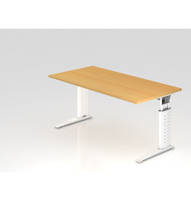 Schreibtisch VUS, manuell h&ouml;henverstellbar, 86cm (H), 160x80cm (BxT), buche / wei&szlig;