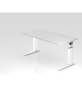 Schreibtisch VUS, manuell h&ouml;henverstellbar, 86cm (H), 160x80cm (BxT), wei&szlig; / wei&szlig;