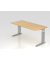 Schreibtisch VUS, manuell h&ouml;henverstellbar, 86cm (H), 180x80cm (BxT), ahorn / silber