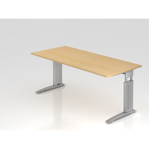 4032062140963 - HAMMERBACHER US19 höhenverstellbarer Schreibtisch ahorn rechteckig C-Fuß-Gestell silber 1800 x 800 cm