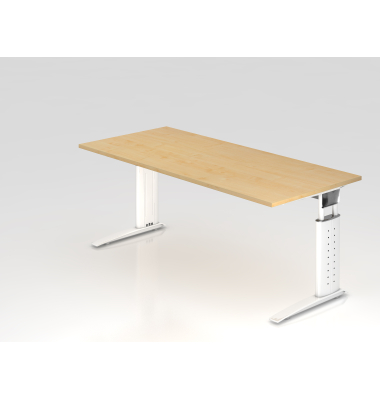 Schreibtisch VUS, manuell h&ouml;henverstellbar, 86cm (H), 180x80cm (BxT), ahorn / wei&szlig;