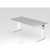 Schreibtisch VUS, manuell h&ouml;henverstellbar, 86cm (H), 180x80cm (BxT), grau / wei&szlig;