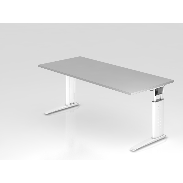 4032062140994 - Schreibtisch VUS manuell höhenverstellbar 86cm (H) 180x80cm (BxT) Grau   weiß 4032062140994 Hammerbacher