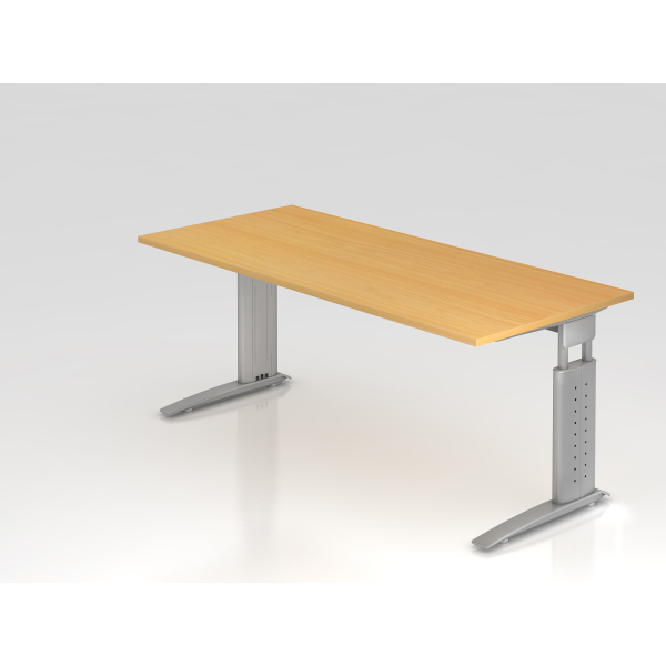4032062141007 - HAMMERBACHER US19 höhenverstellbarer Schreibtisch buche rechteckig C-Fuß-Gestell silber 1800 x 800 cm