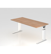 Schreibtisch VUS, manuell h&ouml;henverstellbar, 86cm (H), 180x80cm (BxT), nussbaum / wei&szlig;