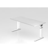 Schreibtisch VUS, manuell h&ouml;henverstellbar, 86cm (H), 180x80cm (BxT), wei&szlig; / wei&szlig;
