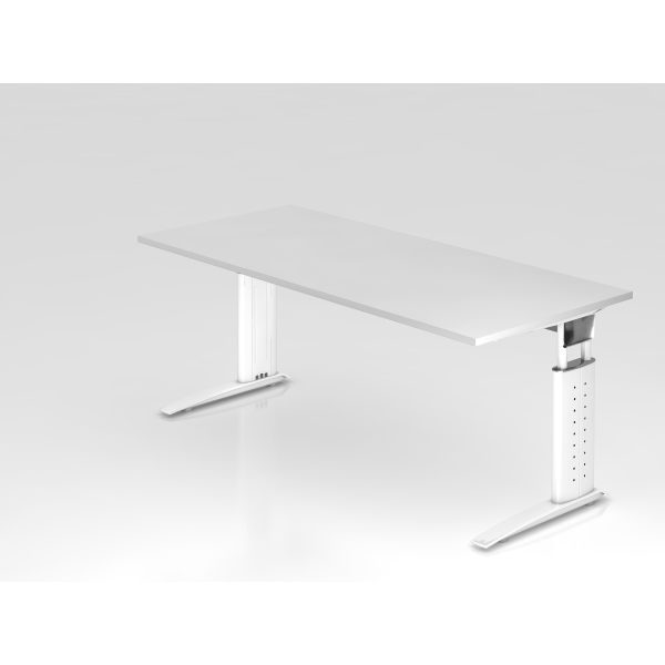 4032062141052 - Schreibtisch VUS manuell höhenverstellbar 86cm (H) 180x80cm (BxT) Weiß   weiß 4032062141052 Hammerbacher