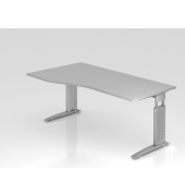 Schreibtisch VUS, manuell h&ouml;henverstellbar, 86cm (H), 180x100cm (BxT), grau / silber