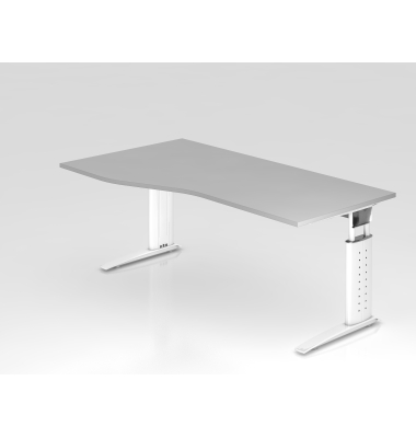 Schreibtisch VUS, manuell h&ouml;henverstellbar, 86cm (H), 180x100cm (BxT), grau / wei&szlig;