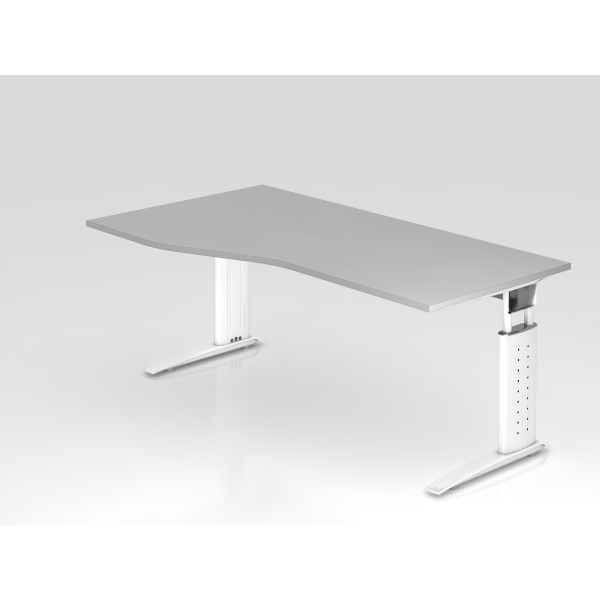 4032062141236 - Schreibtisch VUS manuell höhenverstellbar 86cm (H) 180x100cm (BxT) Grau   weiß 4032062141236 Hammerbacher