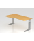 Schreibtisch VUS, manuell h&ouml;henverstellbar, 86cm (H), 180x100cm (BxT), buche / silber