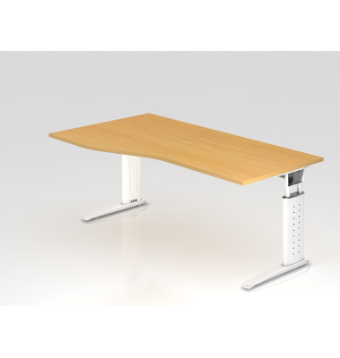 Schreibtisch VUS, manuell h&ouml;henverstellbar, 86cm (H), 180x100cm (BxT), buche / wei&szlig;