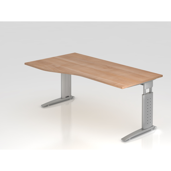 4032062141267 - Schreibtisch VUS manuell höhenverstellbar 86cm (H) 180x100cm (BxT) Nussbaum   silber 4032062141267 Hammerbacher