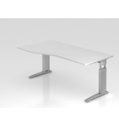 Schreibtisch VUS, manuell h&ouml;henverstellbar, 86cm (H), 180x100cm (BxT), wei&szlig; / silber