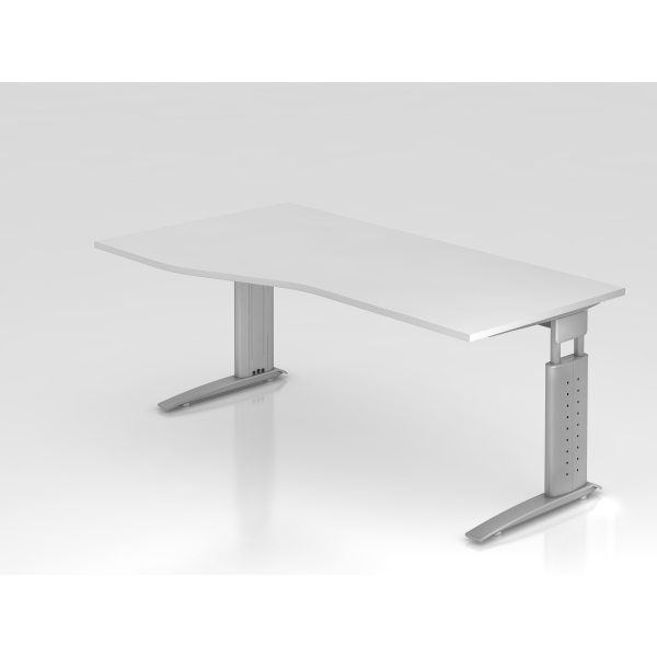4032062141281 - Schreibtisch VUS manuell höhenverstellbar 86cm (H) 180x100cm (BxT) Weiß   silber 4032062141281 Hammerbacher