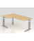 Schreibtisch VUS, manuell h&ouml;henverstellbar, 86cm (H), 200x120cm (BxT), ahorn / silber