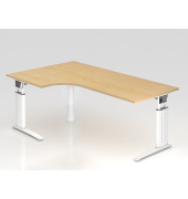 Schreibtisch VUS, manuell h&ouml;henverstellbar, 86cm (H), 200x120cm (BxT), ahorn / wei&szlig;