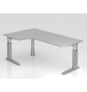 Winkeltisch C-Fu&szlig; 200x120cm 90&deg;GrauSilber