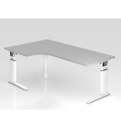 Winkeltisch C-Fu&szlig; 200x120cm 90&deg;GrauWei&szlig;