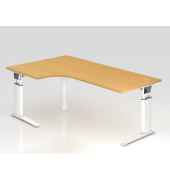 Schreibtisch VUS, manuell h&ouml;henverstellbar, 86cm (H), 200x120cm (BxT), buche / wei&szlig;