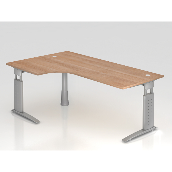 4032062141380 - Schreibtisch VUS manuell höhenverstellbar 86cm (H) 200x120cm (BxT) Nussbaum   silber 4032062141380 Hammerbacher